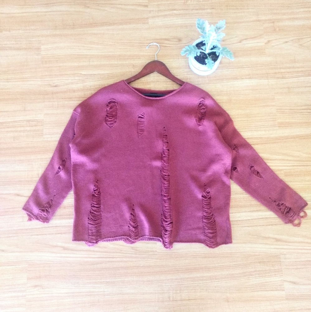 Fashion Q distressed sweater